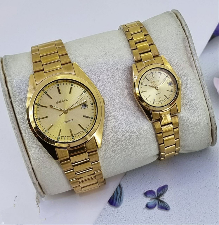 ست ساعت طرح سیکو Seiko زنانه و مردانه با بند فلزی استیل در رنگهای مختلف